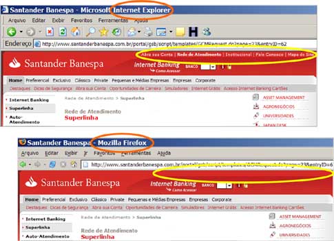 Santander IE6 Firefox