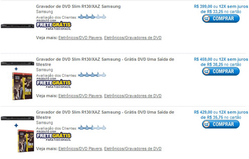 Busca mostrando o produto e as ofertas