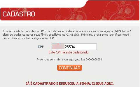Cadastro SKY