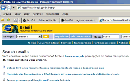 Search no site do Brasil