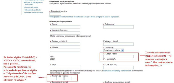 troca-de-propriedade-dell31 Formulário para registro de produto no site da Dell
