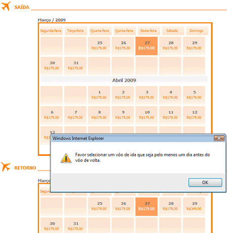 site não deixa ir e voltar no mesmo dia